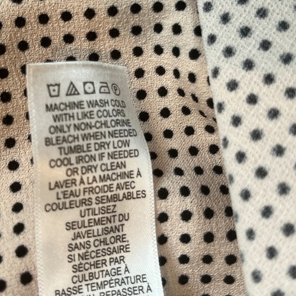 Adrianna Papell V-Neck Polka Dot Blush/Black Pleated Stretchy Blouse; Size M - Picture 5 of 7